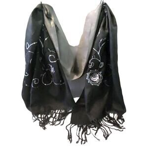 Neck Scarf 69"x29" Long Fringe Sequin Ombre Abstract Unique Gift Charming Goth